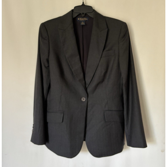 Brooks Brothers Blazer 8 Womens Wool Vitale Button Fitted Pinstiped Silk Lined